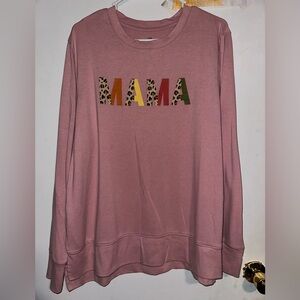 Pink 'MAMA' Leopard Print Graphic Sweatshirt